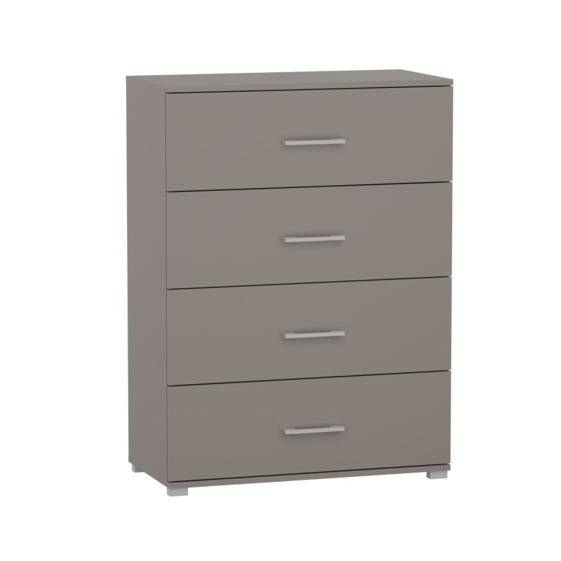 Komoda do Biura i Salonu PNN-4S Wysoka z Szufladami Pojemna 110 cm - Głębokość: 53 cm - Szerokość: 80 cm - Rodzaj frontów: Mat - Rodzaj zamknięcia: Bez zamka - Kolor: Szary Arktyczny - Kolor uchwytów: Uchwyty srebrne