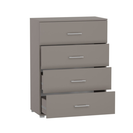 Komoda do Biura i Salonu PNN-4S Wysoka z Szufladami Pojemna 110 cm - Głębokość: 53 cm - Szerokość: 80 cm - Rodzaj frontów: Mat - Rodzaj zamknięcia: Bez zamka - Kolor: Szary Arktyczny - Kolor uchwytów: Uchwyty srebrne
