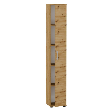 Szafa Biurowa G-1D Aktowa Wąska na Segregatory Regał 182 cm - Szerokość: 40 cm - Głębokość: 40 cm - Rodzaj frontów: Mat - Rodzaj zamknięcia: Bez zamka - Kolor: Dąb Artisan - Kolor uchwytów: Uchwyty srebrne