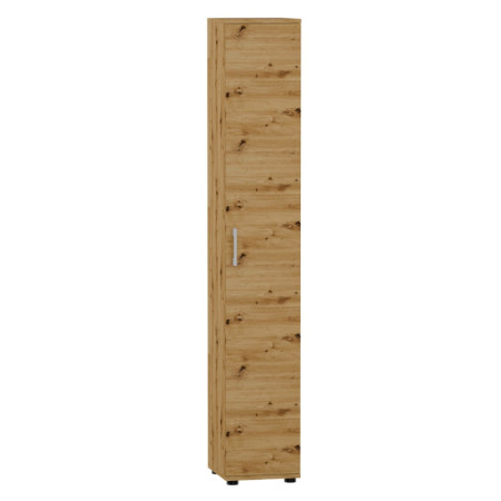 Szafa Biurowa G-1D Aktowa Wąska na Segregatory Regał 182 cm - Szerokość: 40 cm - Głębokość: 40 cm - Rodzaj frontów: Mat - Rodzaj zamknięcia: Bez zamka - Kolor: Dąb Artisan - Kolor uchwytów: Uchwyty srebrne