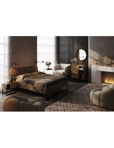 Łóżko Metalowe Quadro Modern Loft 160 cm Miękki Zagłówek - 5