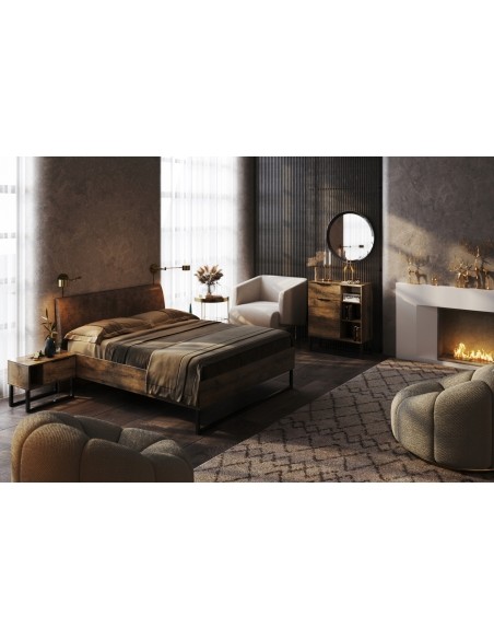 Łóżko Metalowe Quadro Modern Loft 160 cm Miękki Zagłówek - 5