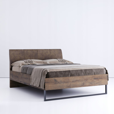 Łóżko Metalowe Quadro Modern Loft 180 cm Miękki Zagłówek 2