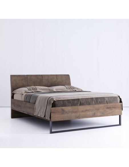 Łóżko Metalowe Quadro Modern Loft 180 cm Miękki Zagłówek - 2