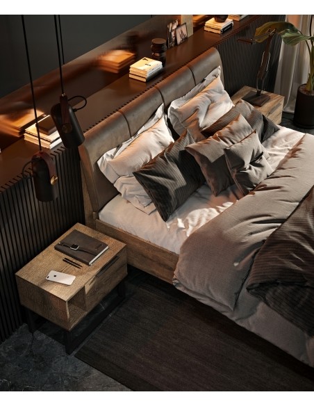 Łóżko Metalowe Quadro Modern Loft 180 cm Miękki Zagłówek - 3