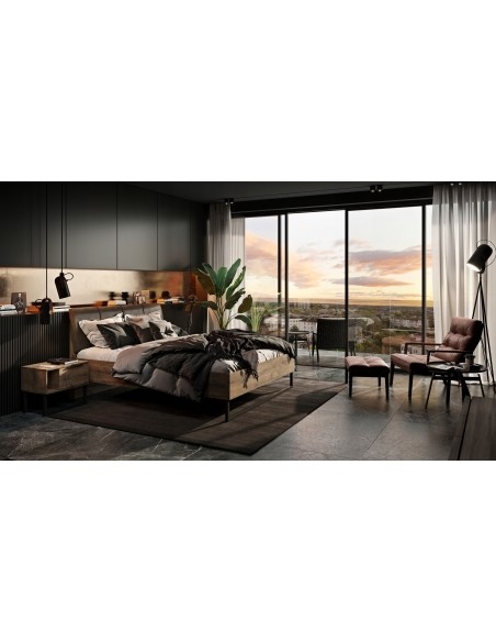 Łóżko Metalowe Quadro Modern Loft 180 cm Miękki Zagłówek - 4