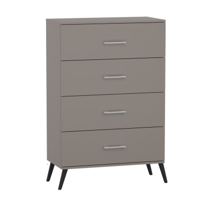Komoda na Wysokich Nóżkach do Biura i Salonu PN-4S Wysoka z Szufladami Pojemna 117 cm - Głębokość: 40 cm - Szerokość: 80 cm - Rodzaj frontów: Mat - Rodzaj zamknięcia: Bez zamka - Kolor: Szary Arktyczny - Kolor uchwytów: Uchwyty srebrne 2