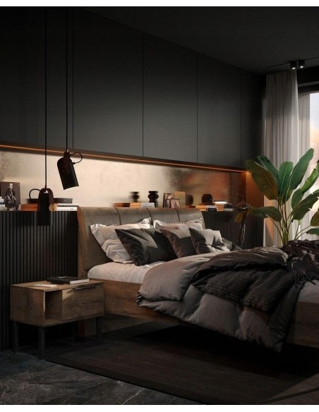 Łóżko Metalowe Quadro Modern Loft 180 cm Miękki Zagłówek - 7