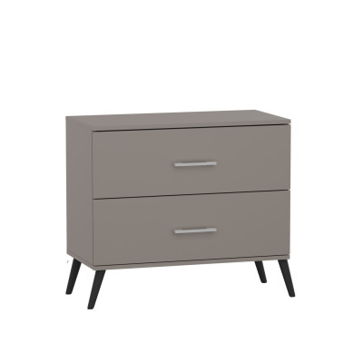 Komoda na Wysokich Nóżkach do Biura i Salonu PN-2S Niska z Szufladami Pojemna 65,5 cm - Szerokość: 70 cm - Głębokość: 40 cm - Rodzaj frontów: Mat - Rodzaj zamknięcia: Bez zamka - Kolor: Szary Arktyczny - Kolor uchwytów: Uchwyty srebrne 2