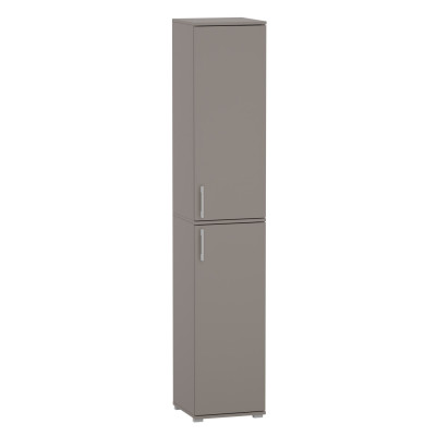 Szafa Biurowa Socjalna na Ubrania P-2PDR z Półkami Wąska Wysoka 215 cm - Szerokość: 40 cm - Głębokość: 53 cm - Rodzaj frontów: Mat - Rodzaj zamknięcia: Bez zamka - Kolor: Szary Arktyczny - Kolor uchwytów: Uchwyty srebrne 2