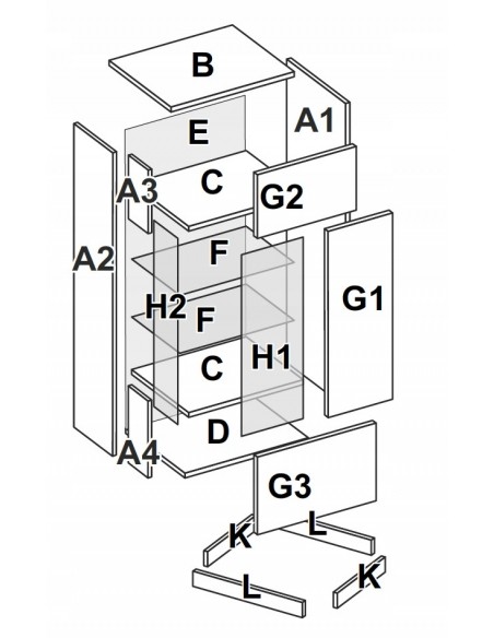 Witryna Stojąca Luna Połysk Szkło Regał Oświetlenie Led - 2
