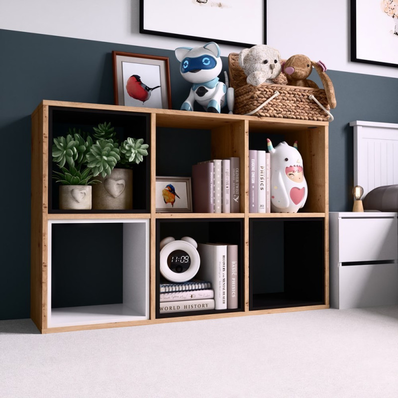 Regał MLX-2X3 Książkowy I Zabawki Kaszmirowy Elegancki - Kolor: Dąb Artisan