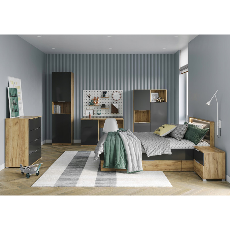 Łóżko Luna Z Oświetleniem Led Z 2 Szufladami 140X200