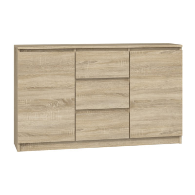 Komoda MAL-2D3S Nowoczesna Komoda 2 Drzwi, 3 Szuflady, 120 cm - Kolor: Dąb Sonoma