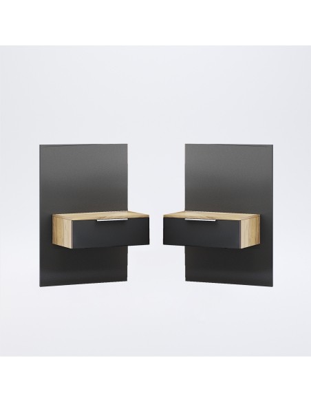 Przystawne Szafki Nocne Luna Do Łóżka 2 Szt Połysk - 2