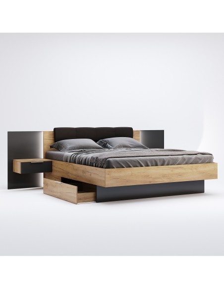 Przystawne Szafki Nocne Luna Do Łóżka 2 Szt Połysk - 3