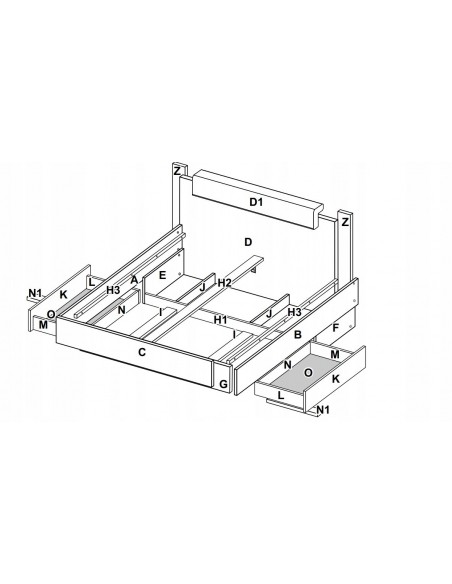 Nowoczesne Wysokie Łóżko Luna Połysk 160 cm - 2