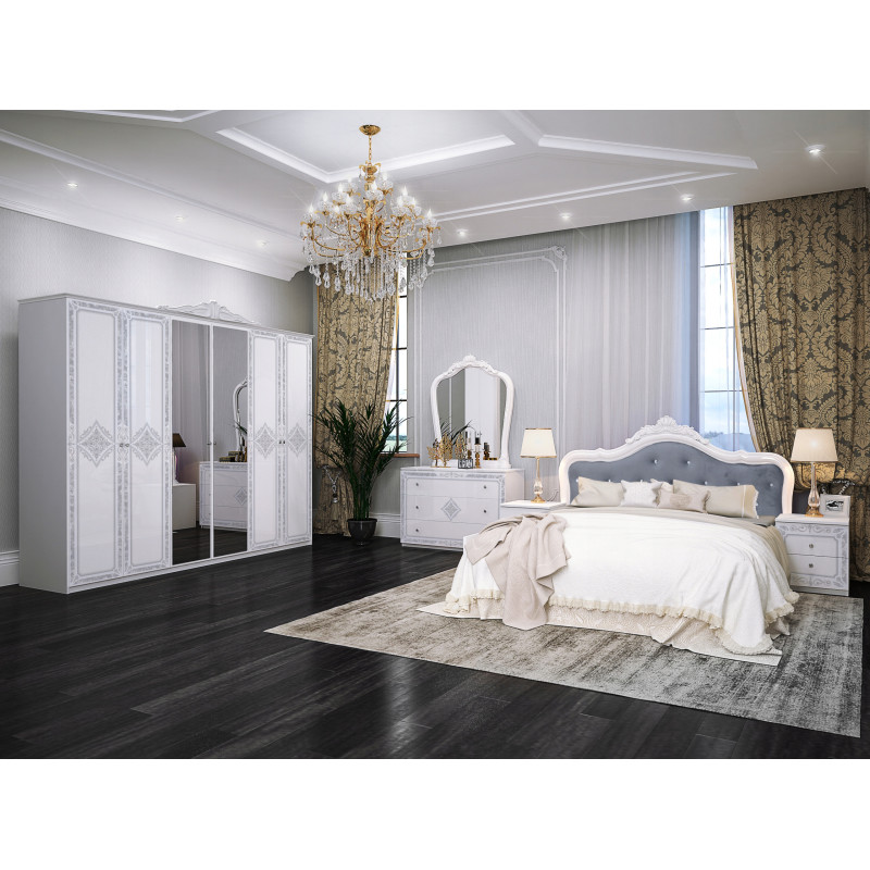 Klasyczna Komoda Luiza Biały Połysk Z Sitodrukiem 82X118