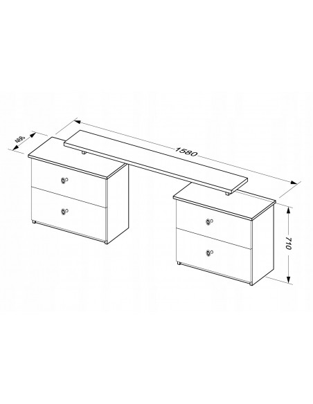 Klasyczna Toaletka Luiza Biurko Biel Połysk Z Nadrukiem - 7