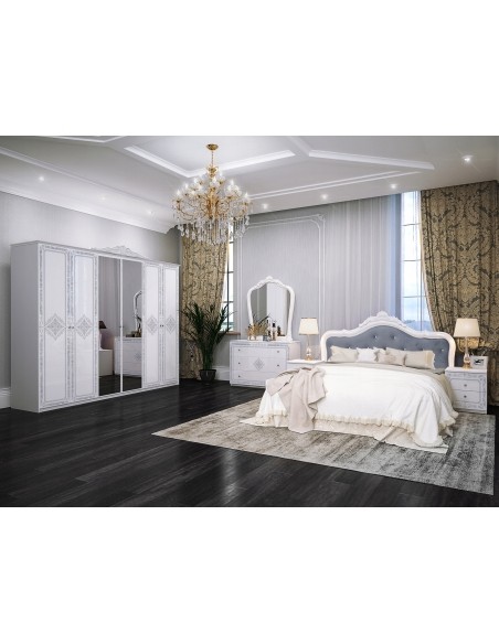 Klasyczne Duże Lustro Luiza Do Sypialni Biały Połysk - 3