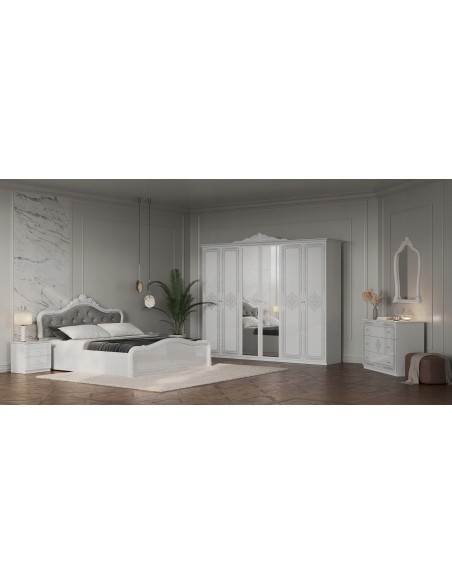 Klasyczne Duże Lustro Luiza Do Sypialni Biały Połysk - 6