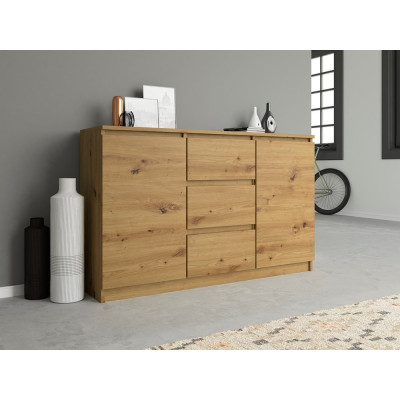 Komoda MAL-2D3S Nowoczesna Komoda 2 Drzwi, 3 Szuflady, 120 cm - Kolor: Dąb Artisan 2