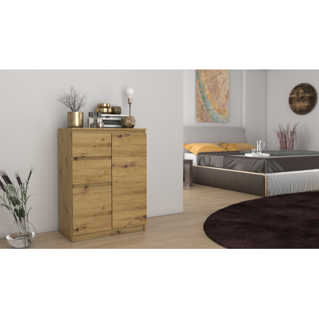 Komoda MALWA 2D2S – Nowoczesna Komoda z 2 Półkami i 2 Szufladami - Kolor: Dąb Artisan
