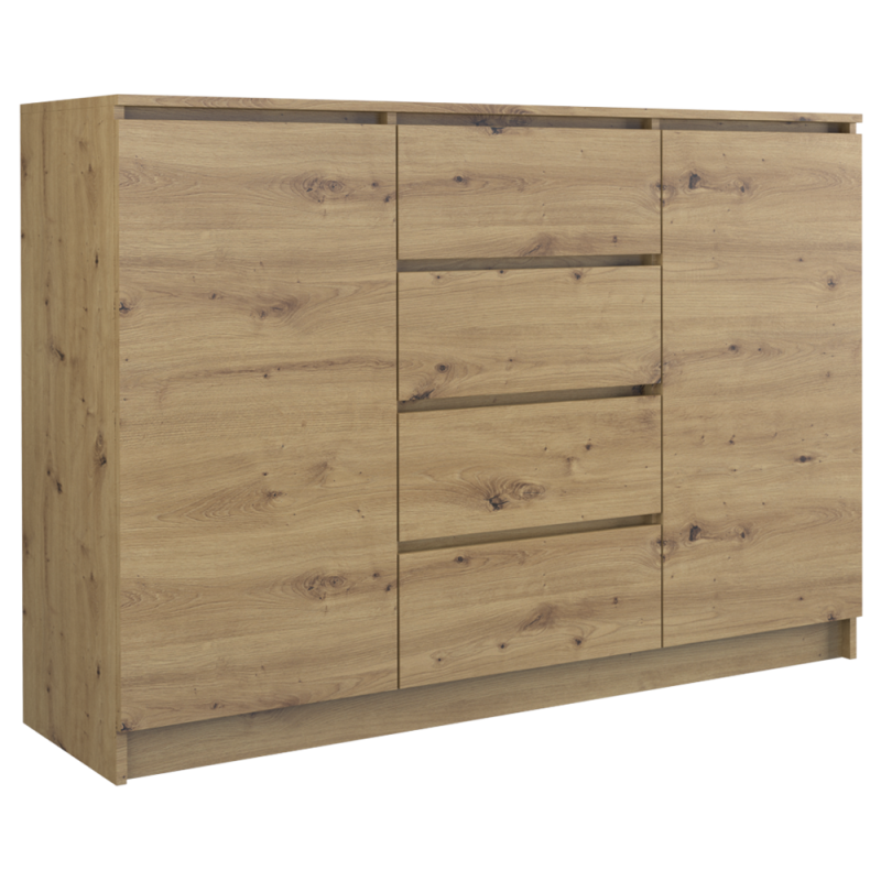 Nowoczesna Komoda MALWA 2D4S/120 2 Drzwi 4 Szuflady - Kolor: Dąb Artisan