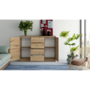 Nowoczesna Komoda MALWA 2D4S/120 2 Drzwi 4 Szuflady - Kolor: Dąb Artisan