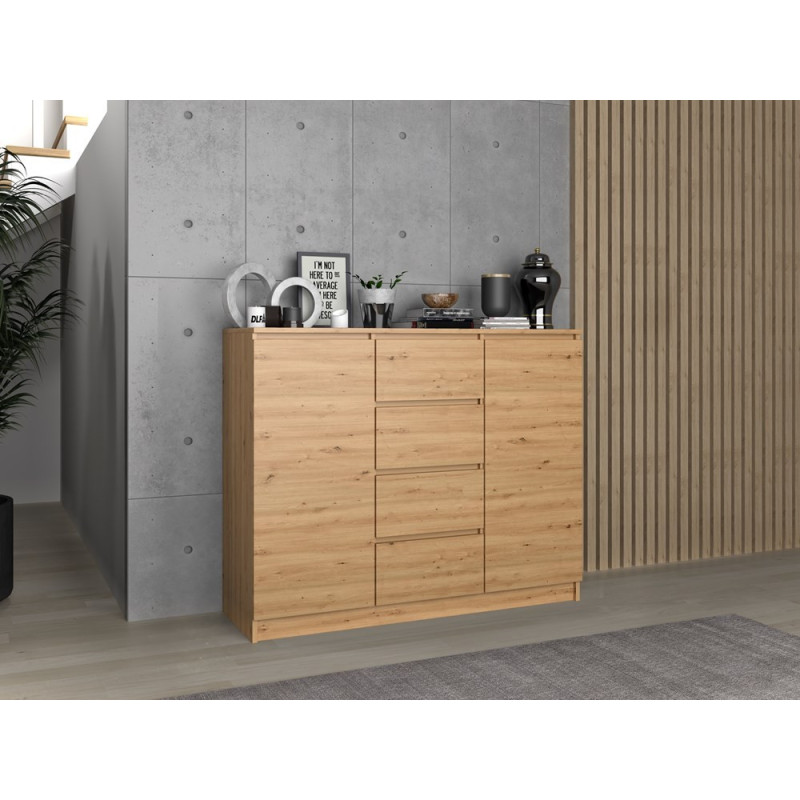 Nowoczesna Komoda MALWA 2D4S/120 2 Drzwi 4 Szuflady - Kolor: Dąb Artisan