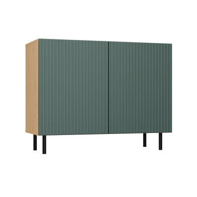 Nowoczesna Komoda KAMA-2D SLIM z Ryflowanymi Frontami i 2 Drzwiami - Kolor: Artisan - Zieleń 2