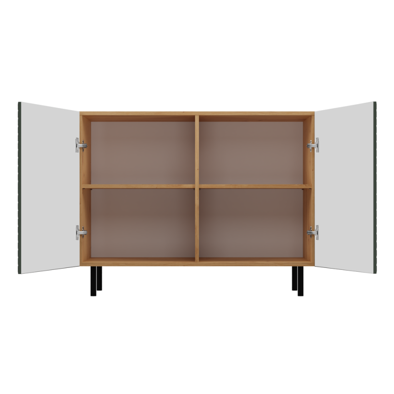Nowoczesna Komoda KAMA-2D SLIM z Ryflowanymi Frontami i 2 Drzwiami - Kolor: Artisan - Zieleń