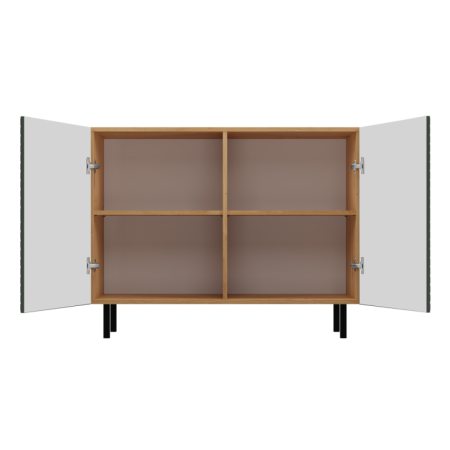 Nowoczesna Komoda KAMA-2D SLIM z Ryflowanymi Frontami i 2 Drzwiami - Kolor: Artisan - Zieleń