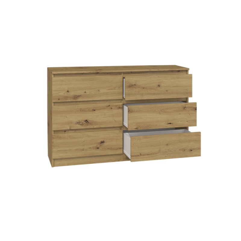Komoda MALWA M6/120 G400 - Nowoczesna Komoda z 6 Szufladami - Kolor: Dąb Artisan