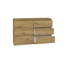 Komoda MALWA M6/120 G400 - Nowoczesna Komoda z 6 Szufladami - Kolor: Dąb Artisan