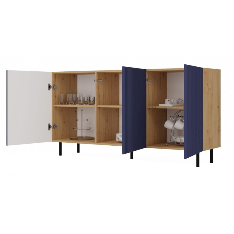 Komoda KAMA-3D SLIM – Nowoczesna Komoda z Ryflowanymi Frontami - Kolor: Granat