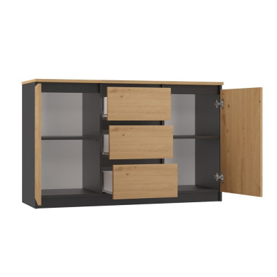 Nowoczesna komoda z szufladami MAL-2D3S/BA – Antracyt/Dąb Artisan 2