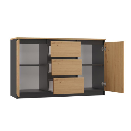 Nowoczesna komoda z szufladami MAL-2D3S/BA – Antracyt/Dąb Artisan