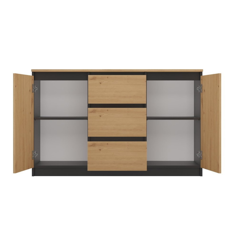 Nowoczesna komoda z szufladami MAL-2D3S/BA – Antracyt/Dąb Artisan