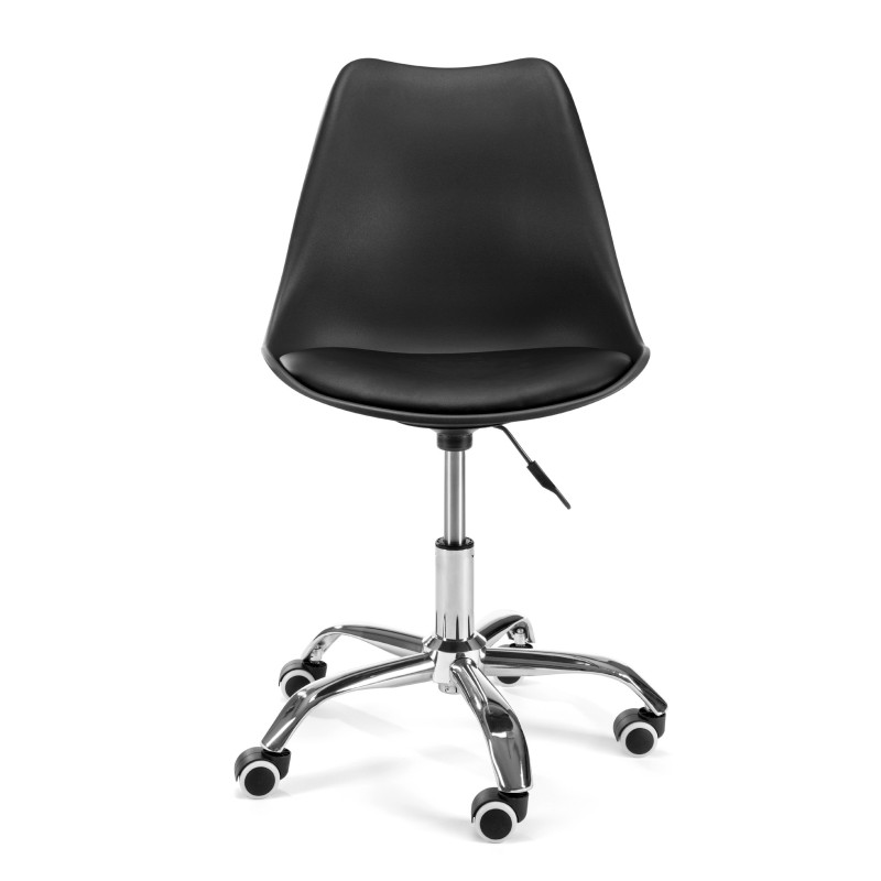 Fotel obrotowy ergonomiczny TAMBO-005  z polipropylenu, regulacja wysokości 45–55 cm, do biurka dla dzieci i dorosłych - Kolor: Czarny