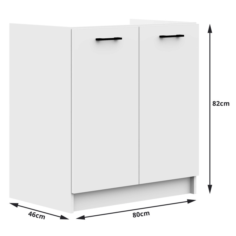 Meble kuchenne ARO 2.4M zestaw szafek z blatem 60 cm, system modułowy do kuchni - Rodzaj frontów: Mat - Kolor: Biały