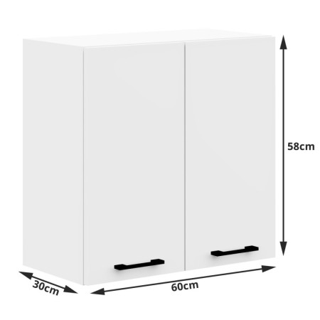 Meble kuchenne ARO 2.4M zestaw szafek z blatem 60 cm, system modułowy do kuchni - Rodzaj frontów: Mat - Kolor: Biały
