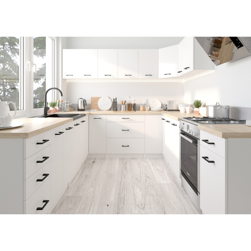 Meble kuchenne ARO G1 1.8M zestaw szafek z blatem 60 cm, system modułowy do małej kuchni - Kolor: Biały