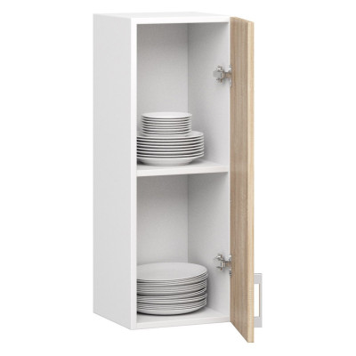 Wąska szafka kuchenna wisząca BENI W 30cm D1 H720 - kompaktowa szafka - Kolor: Biały - Sonoma 2
