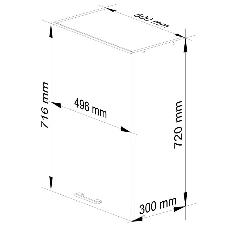 Szafka wisząca kuchenna ARO W 50 cm H720 - Rodzaj frontów: Połysk - Kolor: Biały