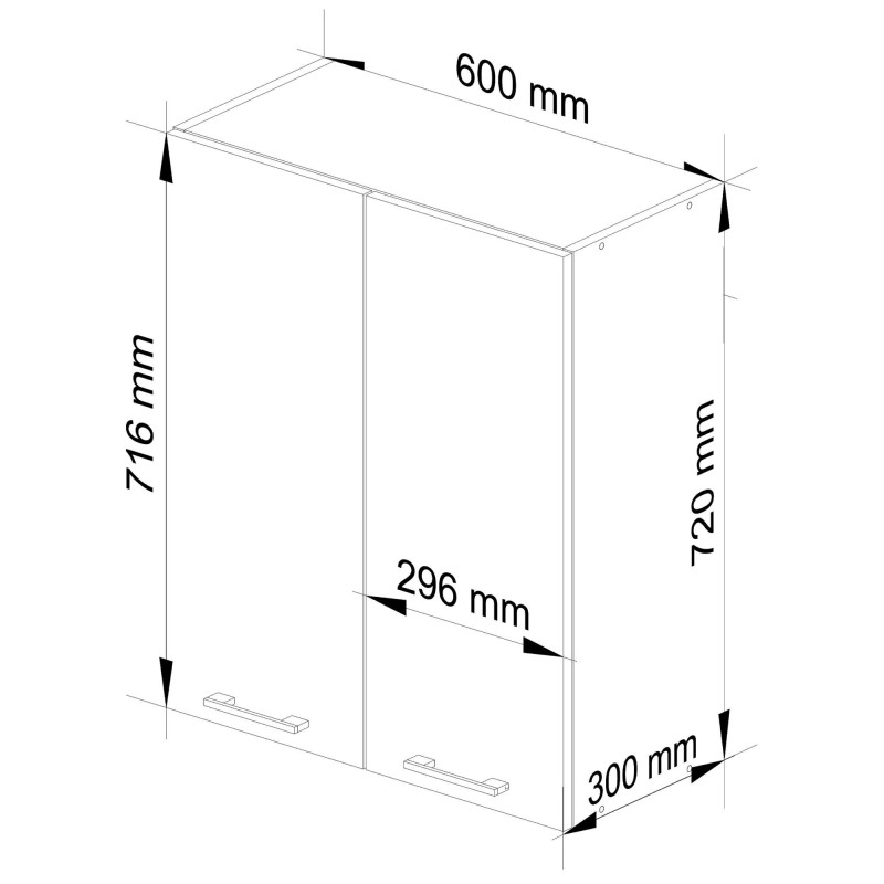 Szafka wisząca kuchenna ARO W 60 cm H720 - Rodzaj frontów: Połysk - Kolor: Biały
