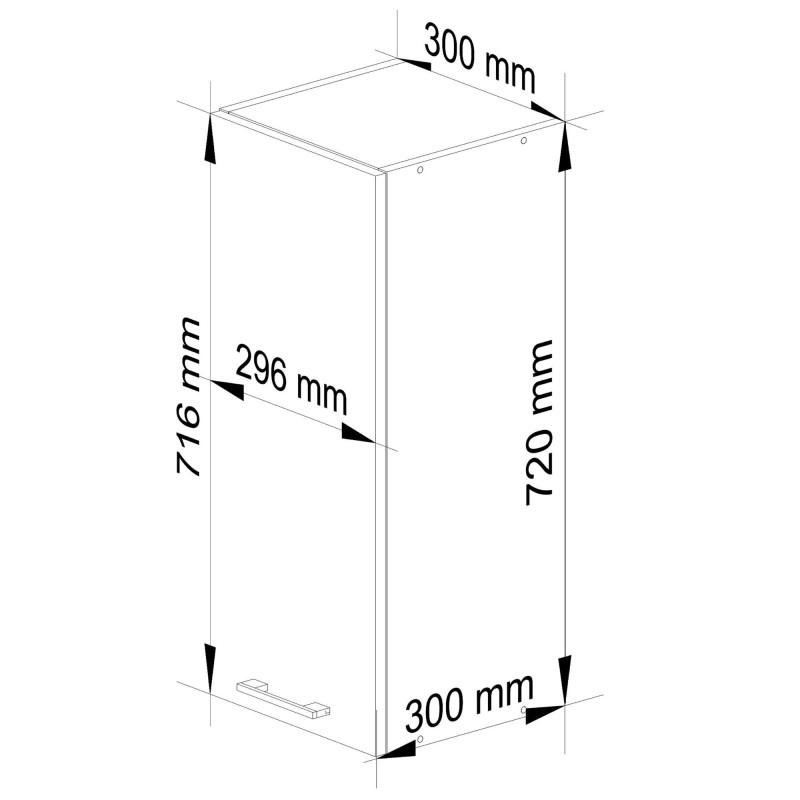 Mała szafka wisząca kuchenna ARO W 30 cm H720 - Rodzaj frontów: Połysk - Kolor: Biały
