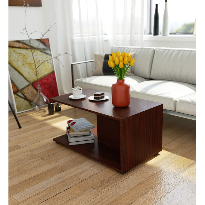 Ława kawowa MOA - stolik do salonu z półką, nowoczesny design - Rodzaj frontów: Mat - Kolor: Dąb Wenge