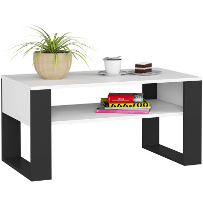 Ława kawowa OROSI 92x50 cm z stolik z półką, nowoczesny design - Rodzaj frontów: Mat - Kolor: Biały - Czarny