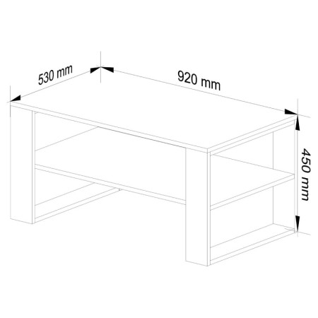 Stolik kawowy PIRA 92x53 cm ława z półką - Kolor: Biały - Czarny